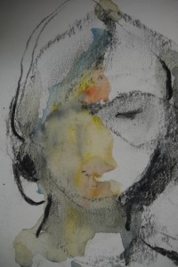 Charcoal and water color gauche