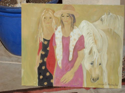 Two girls and a horse